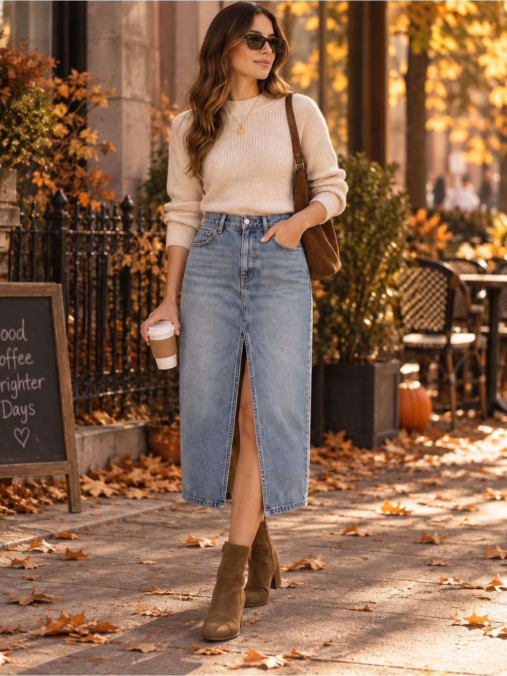 Aritzia Denim Forum The ’90s Halle Denim Skirt Size 29 Light Wash Midi Front Sli